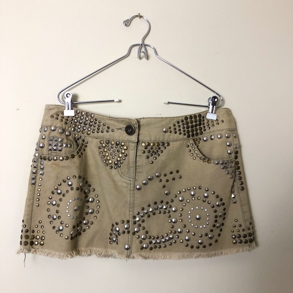 Miss Me Tan Studded Mini Skirt - Picture 1 of 8